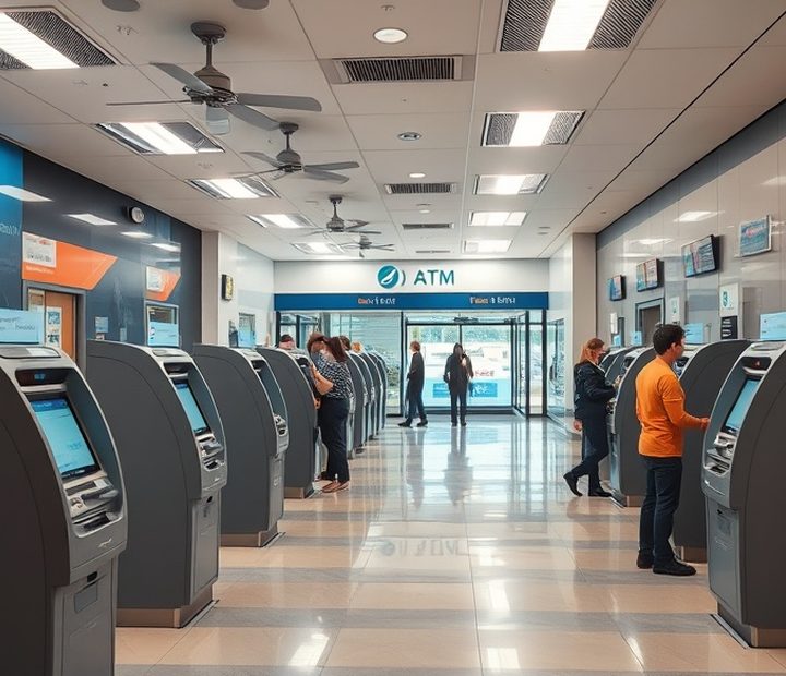 ATM in service at a bank branch